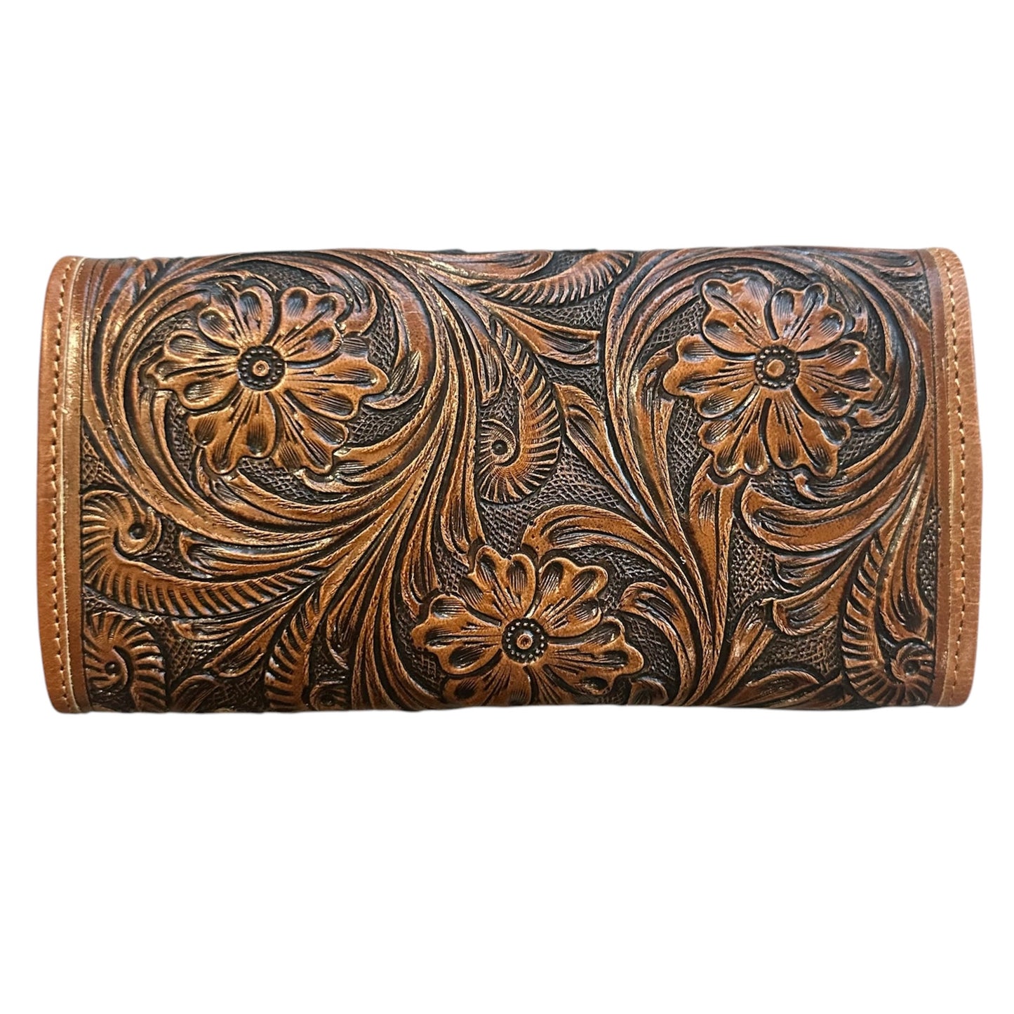 Boot Stitch Tooled Leather Wallet - Brown