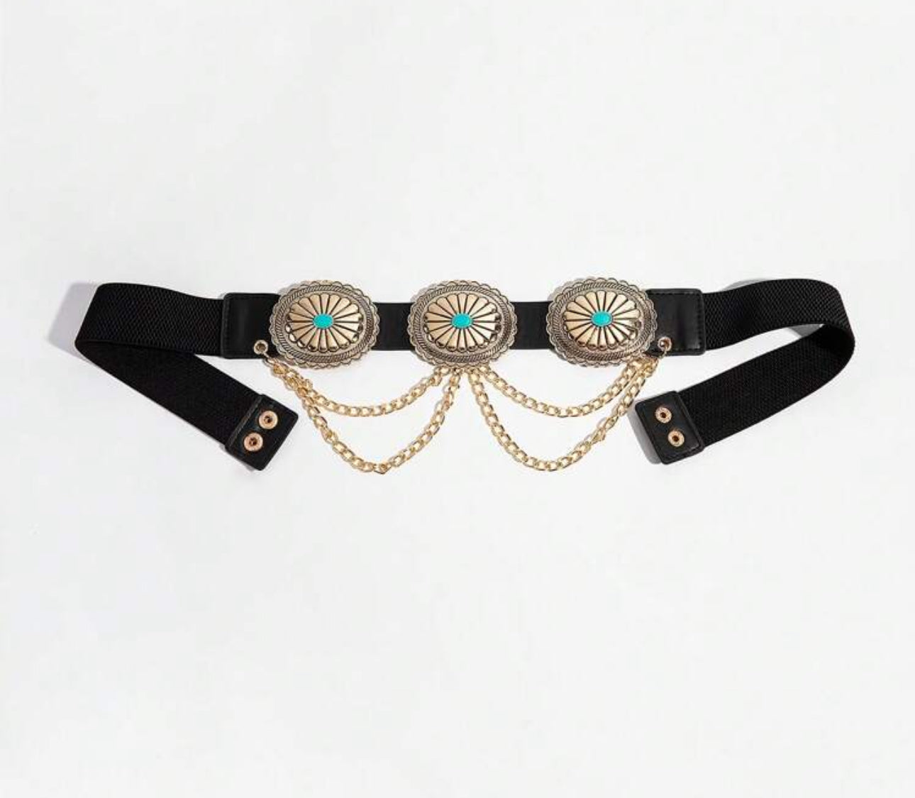 Gold Metal Western Elastic Belt