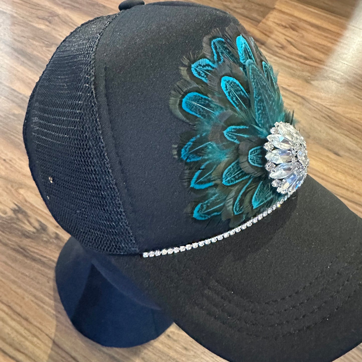 Feather Black Trucker Hat - SOLD