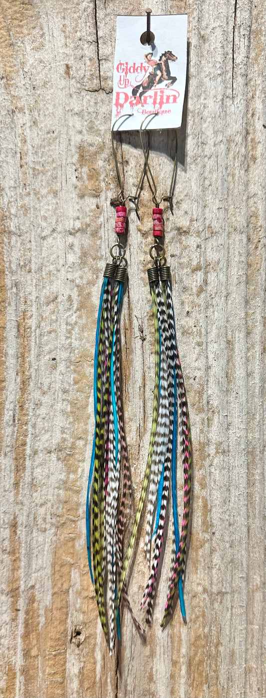 Multi Color Feather Pink Beads