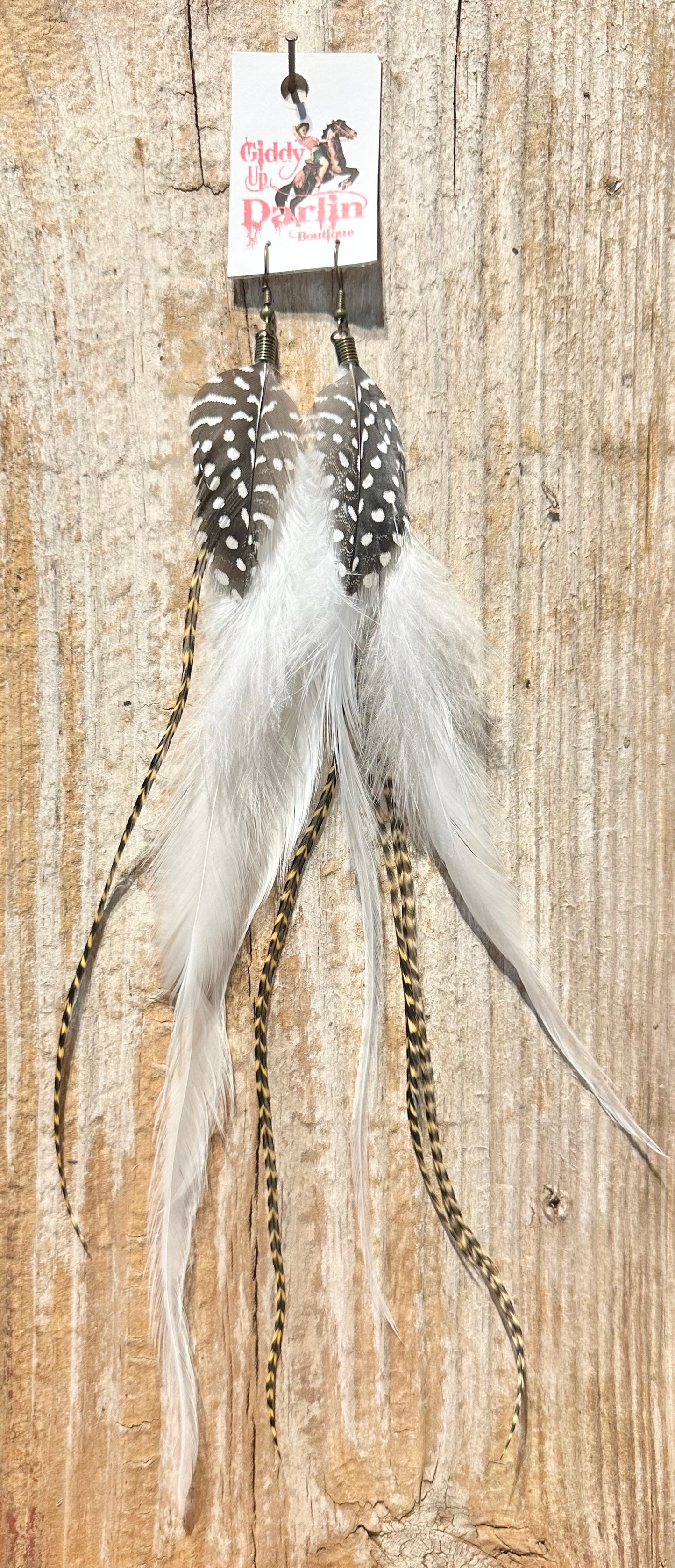 Black and White Feather Earrings