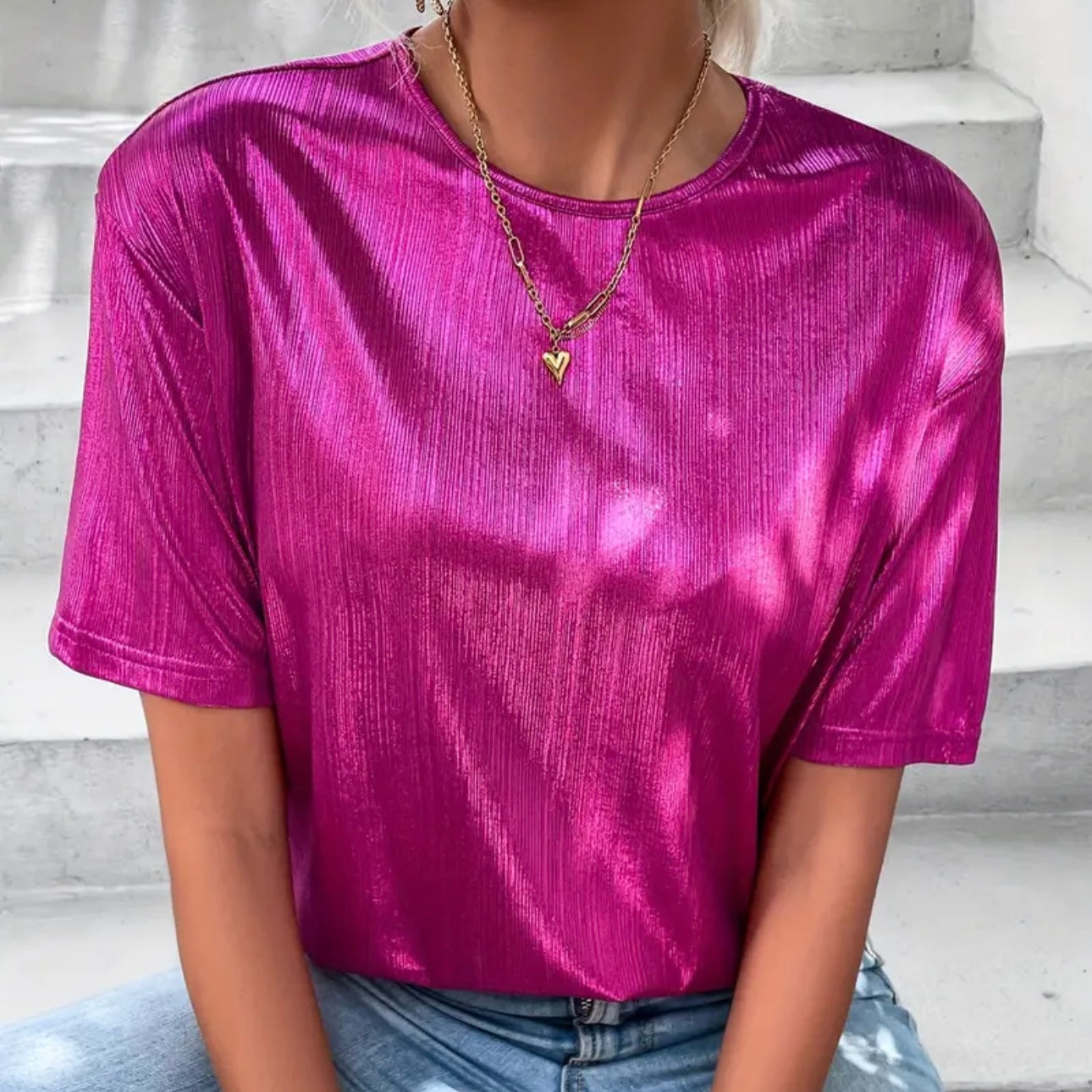 Hot Pink Metallic Top