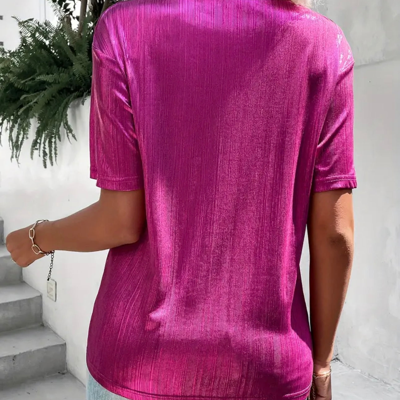 Hot Pink Metallic Top