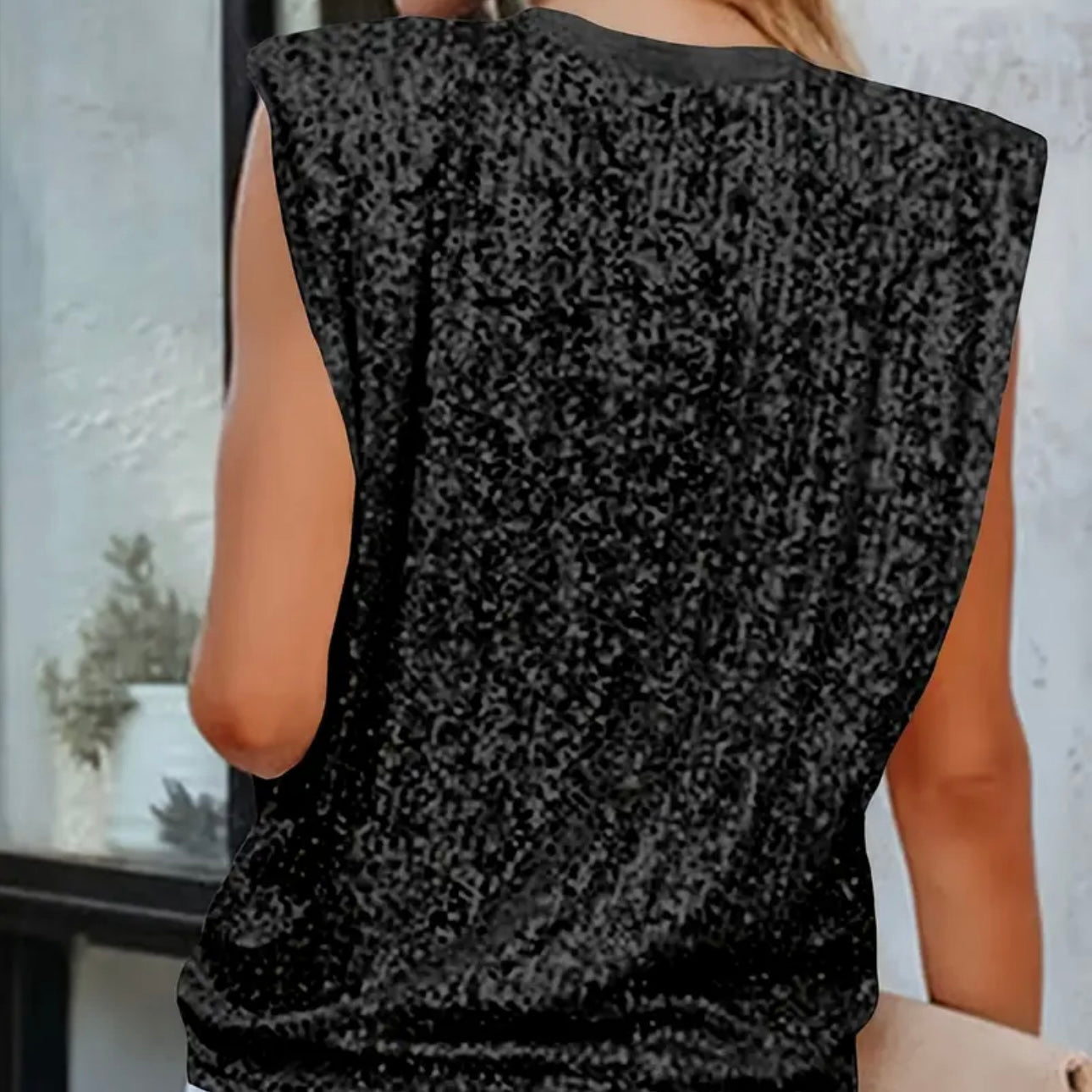 Sleeveless Sequin Top Black