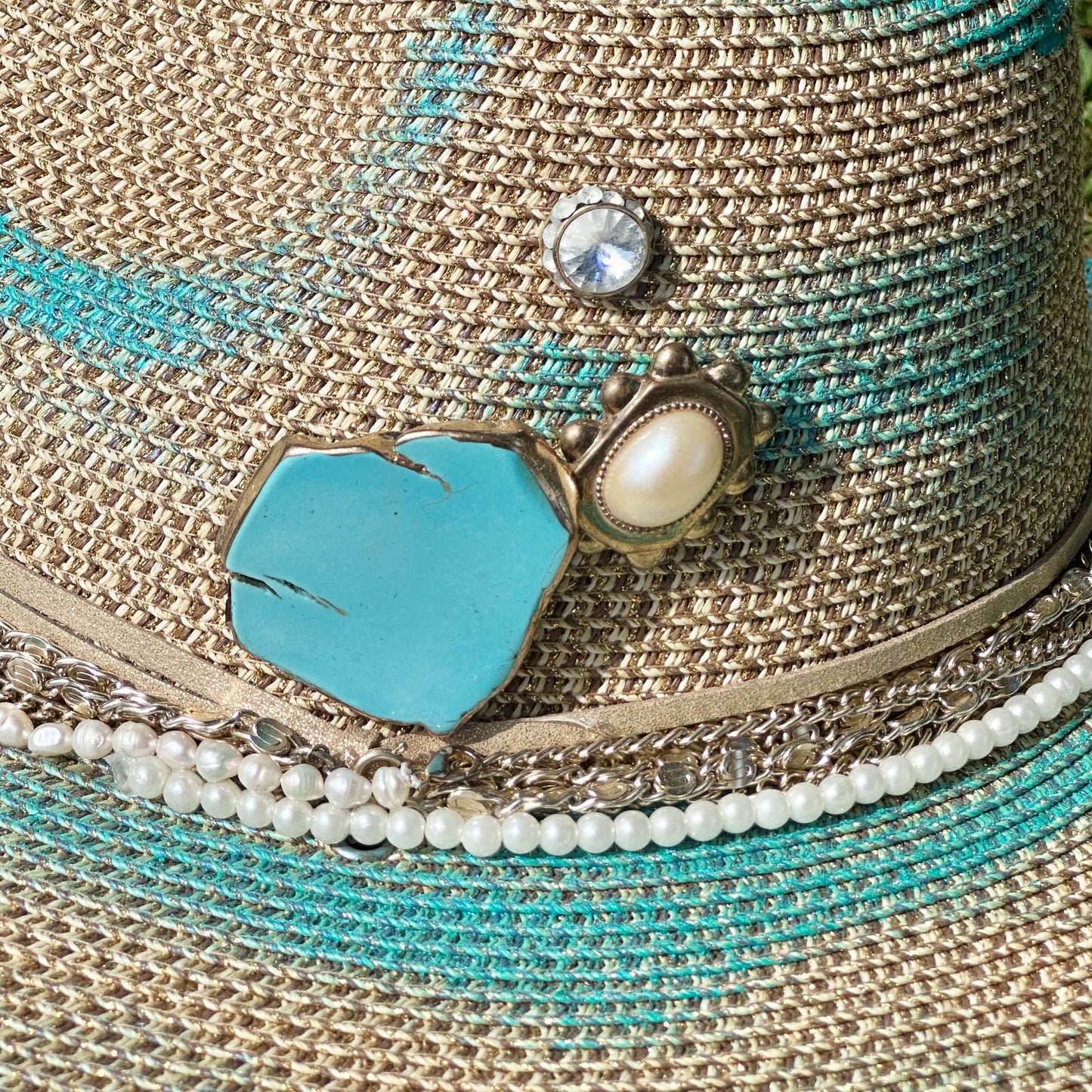 Turquoise and Sand Hat