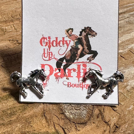 Silver Horses Stud Earrings