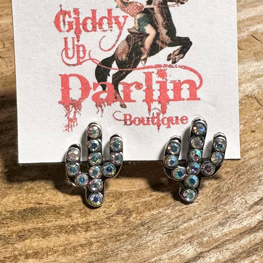 Iridescent Cactus Stud Earrings