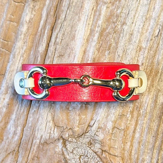 Gold Bit Red Snap Bracelet