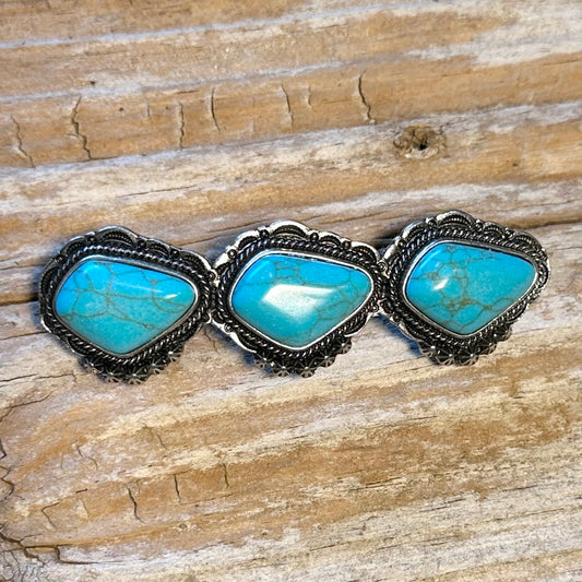 3 Stone Turquoise Hair Clip