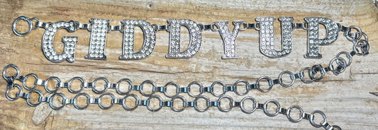 Silver Giddy Up Clear Metal Belt