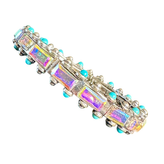 Silver Rec Iridescent Elastic Bracelet