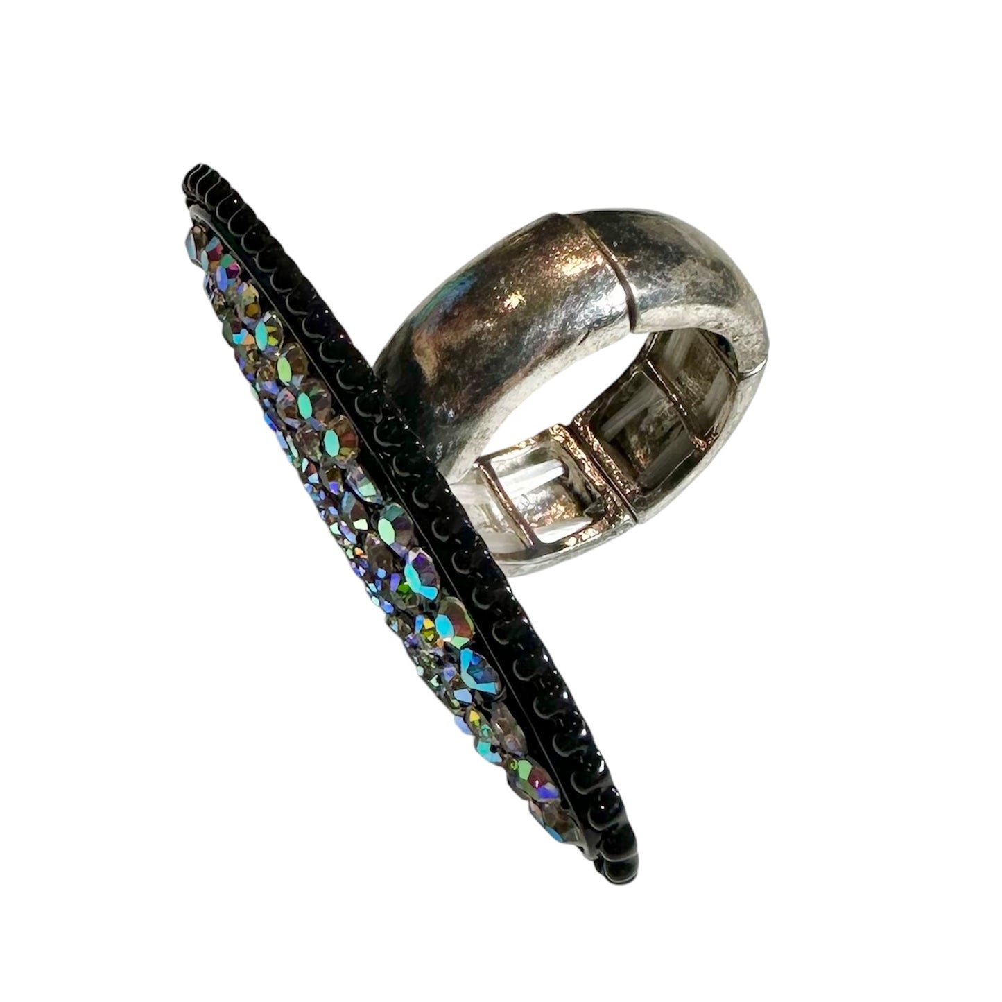 Long Oval Iridescent Elastic Ring