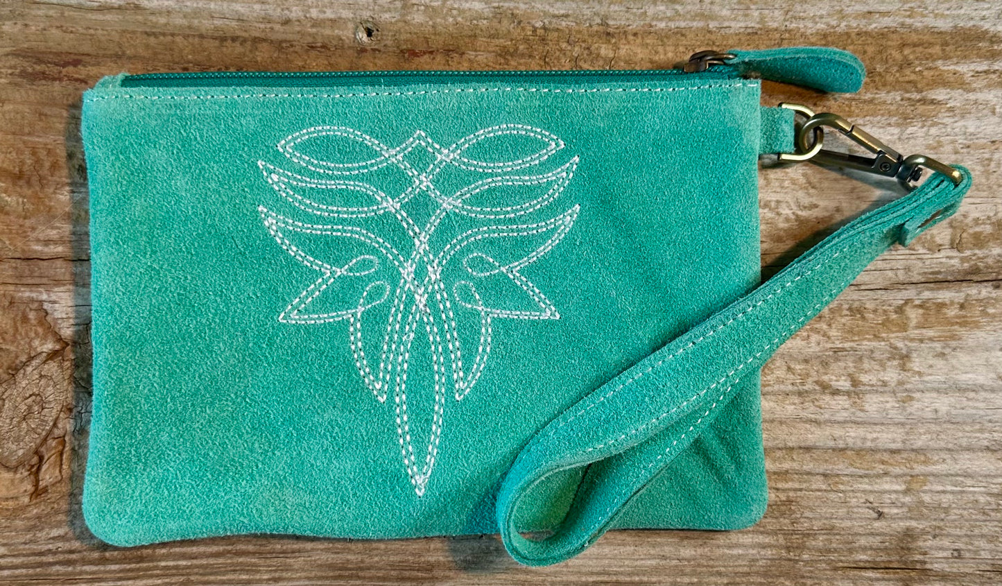 Turq. Boot Stitch Coin Purse