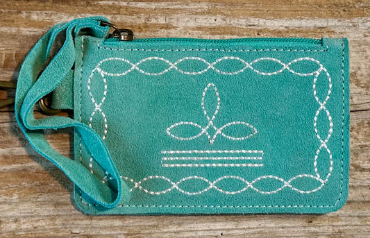 Turq. Boot Stitch ID Purse