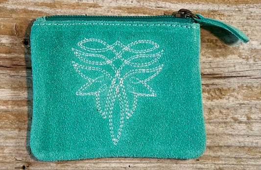 Turq. Boot Stitch ID Mini Coin Purse