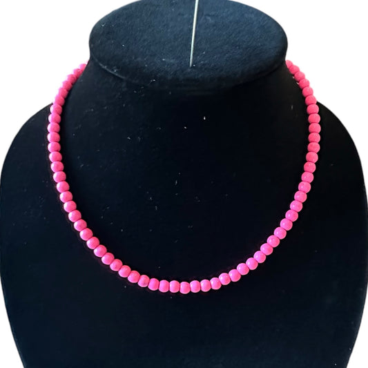 Med Neon Pink Bead Necklace