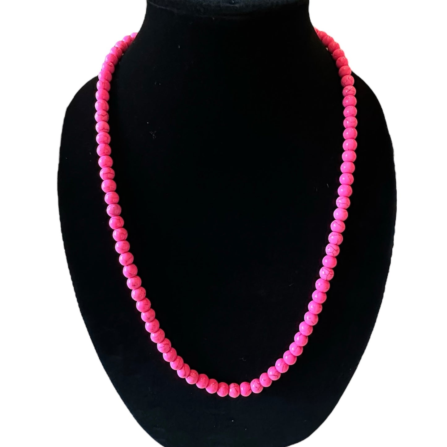 XL Lg Neon Pink Bead Necklace