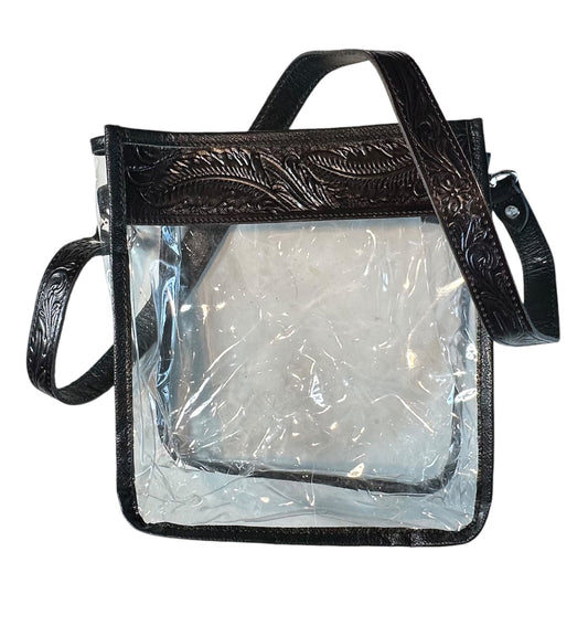 Dark Brown Tooled Clear Purse