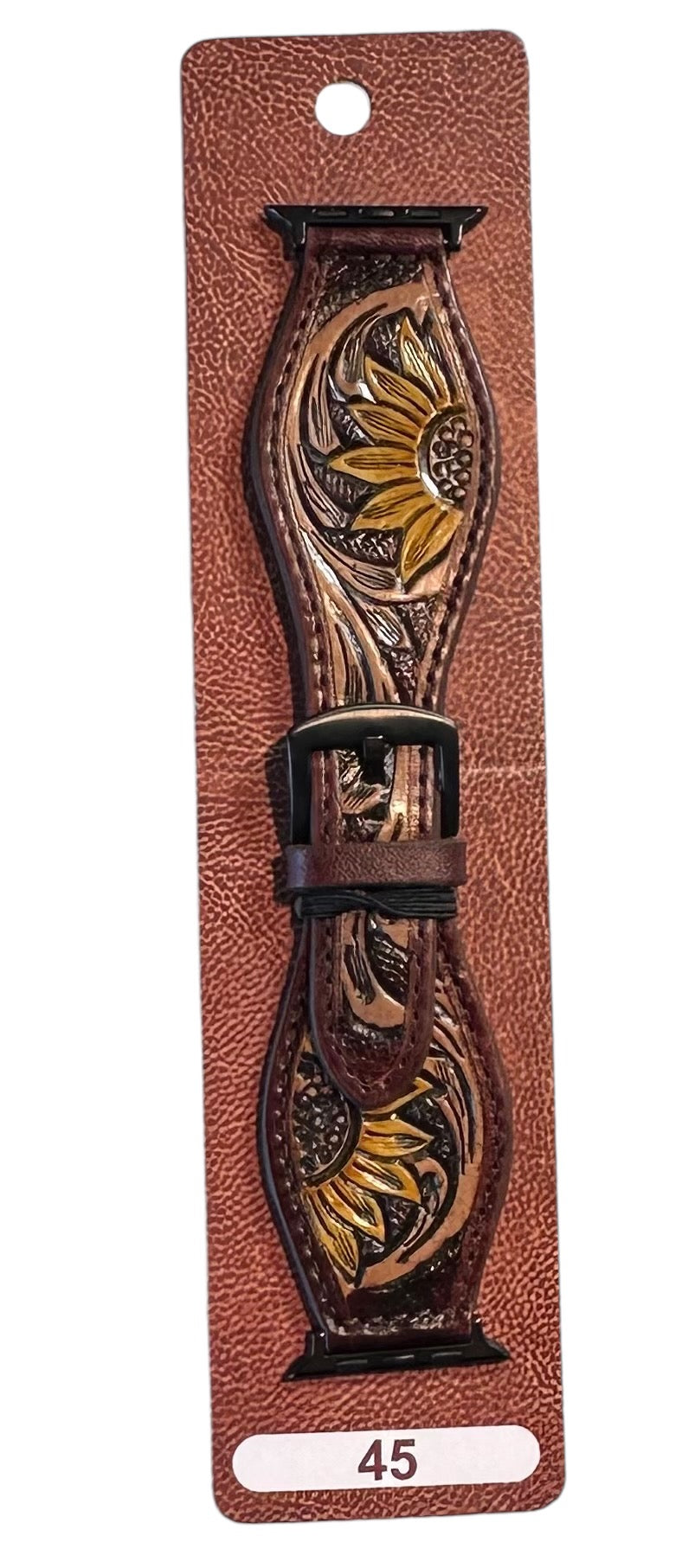 Sunflower Tooled Leather 45mm Apple iWatch Band