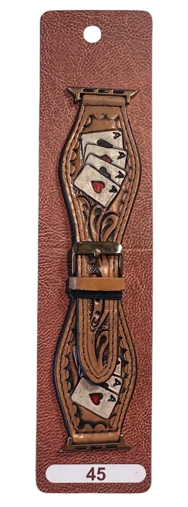 Poker Cards Tooled Leather 45mm Apple iWatch Band