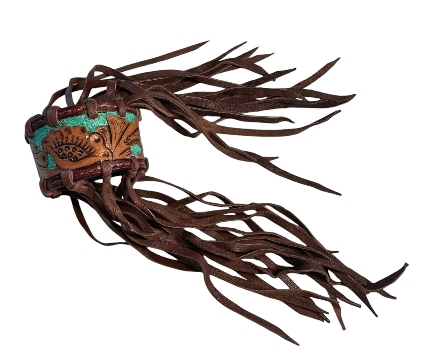 Brown Leather Fringe Cuff Bracelet