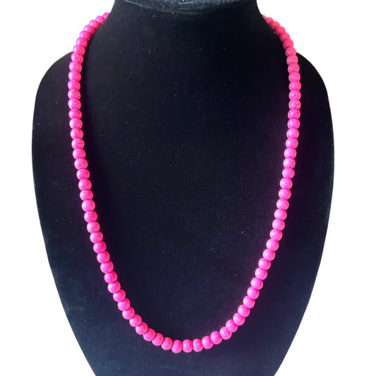 XL Lg Hot Pink Bead Necklace