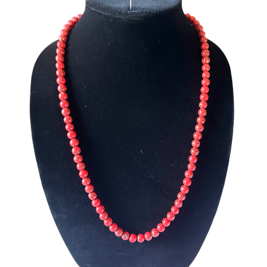 XL Lg Red Bead Necklace