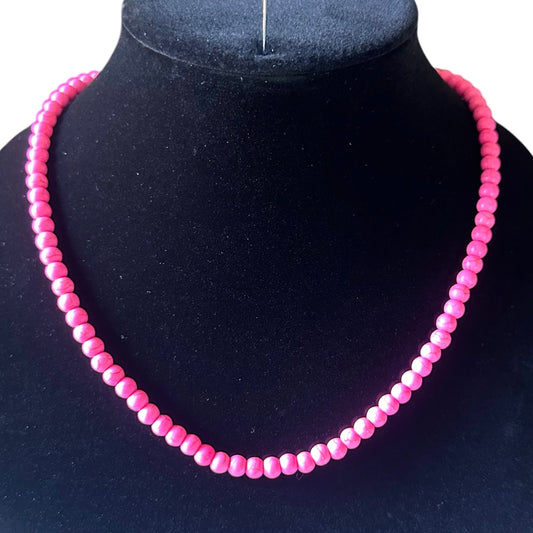 Lg Hot Pink Bead Necklace