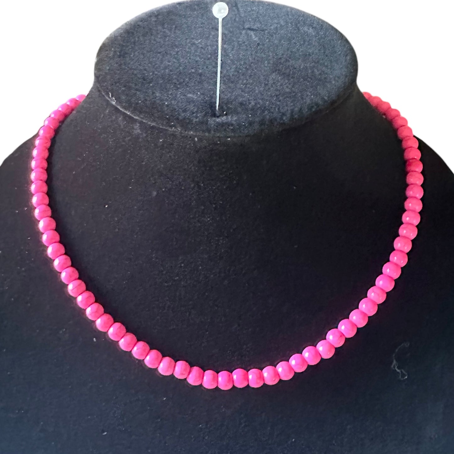 Med Hot Pink Bead Necklace