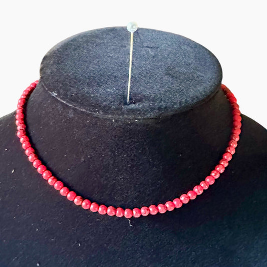 Short Red Bead Necklace