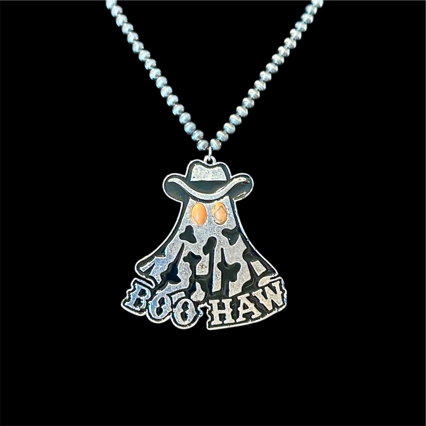 Silver Orange Boo Haw Necklace