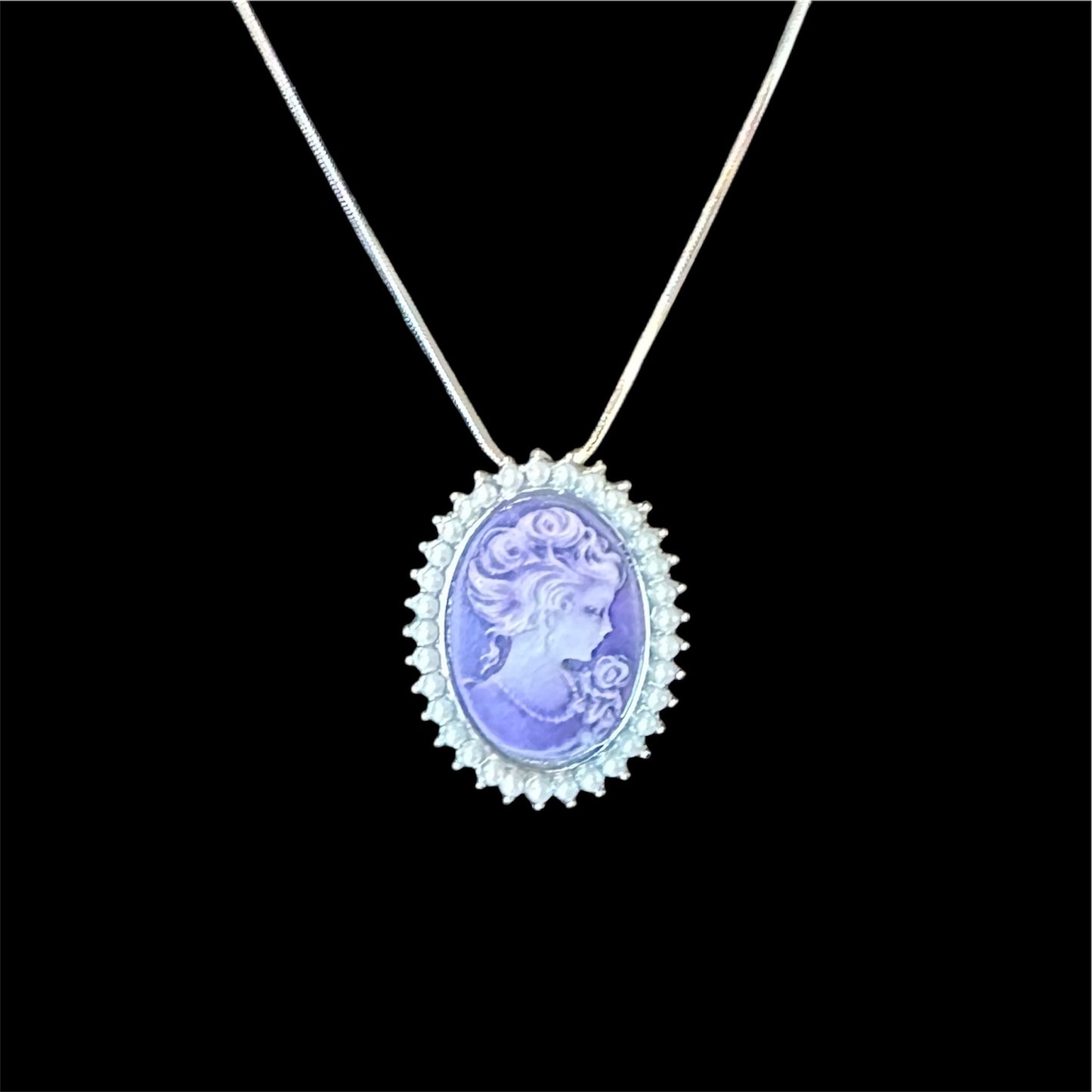 Purple Cameo Necklace