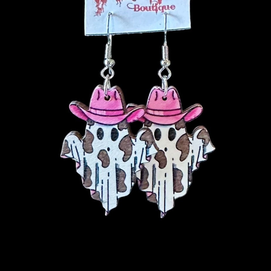 Pink Cowboy Boos Earrings