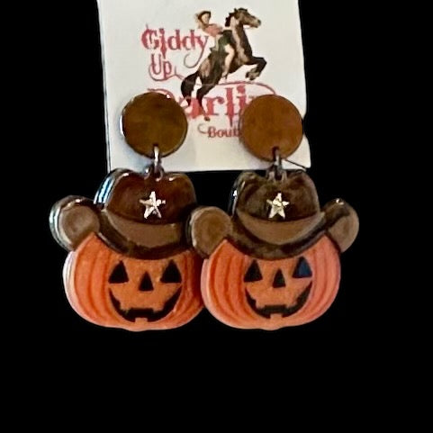 Cowboy Pumpkin Star Stud Earrings