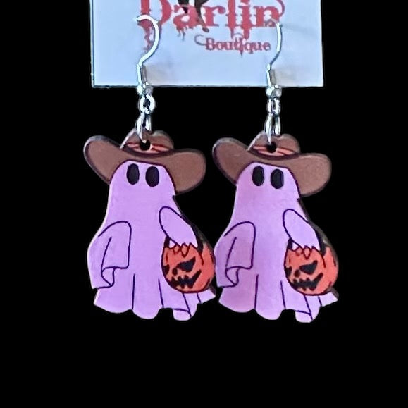 Pink Cowboy Ghost Earrings