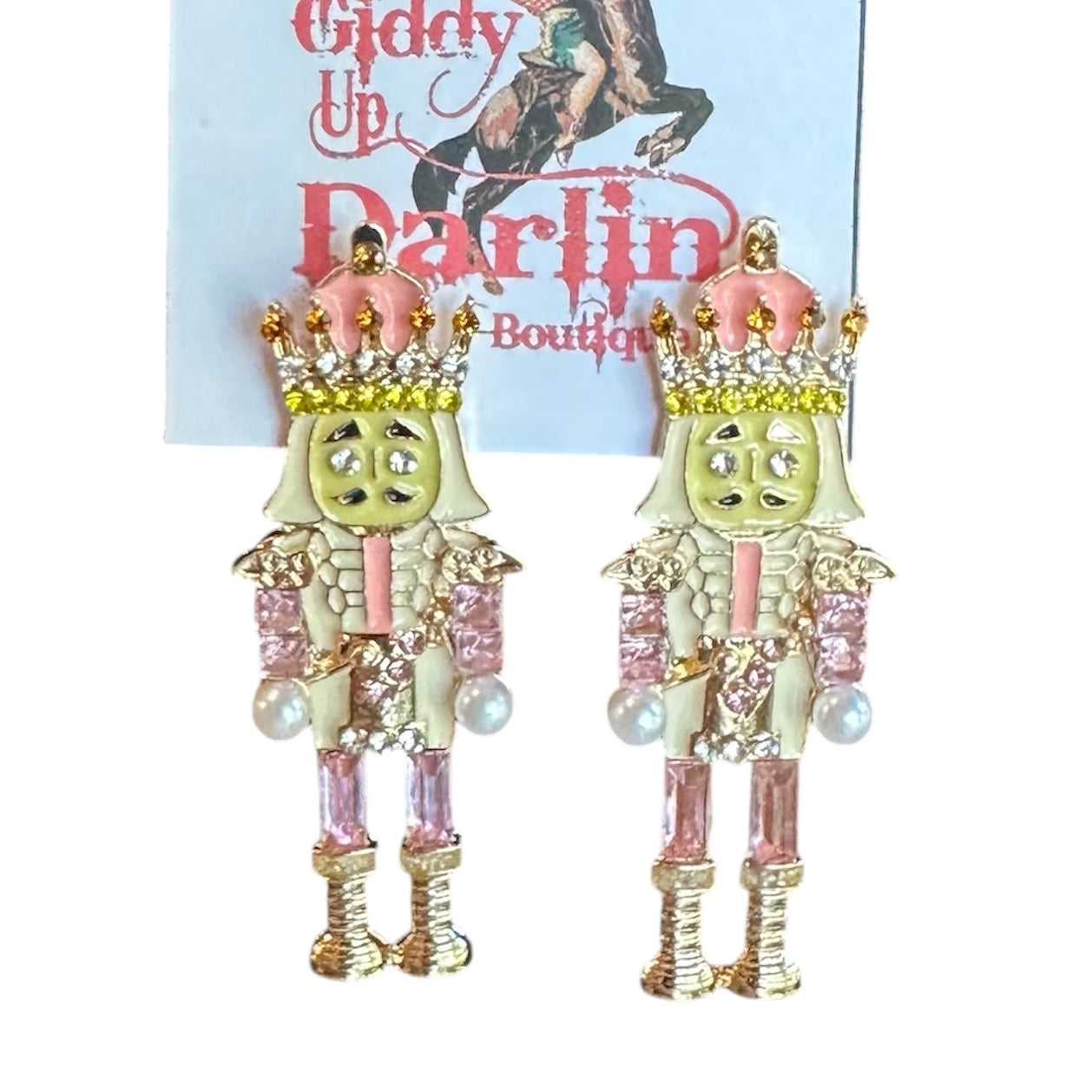 Pink Gold Nutcracker Earrings