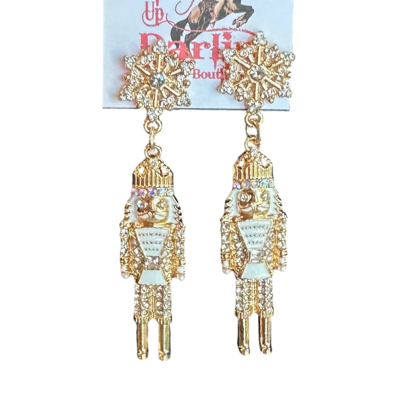 White Gold Nutcracker Earrings