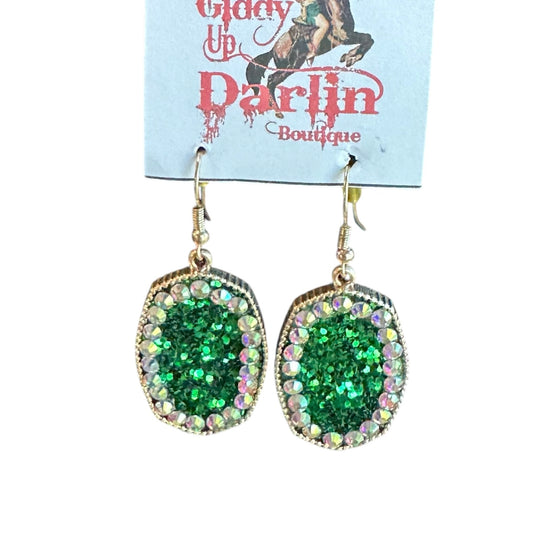 Green and Iridescent Earrings