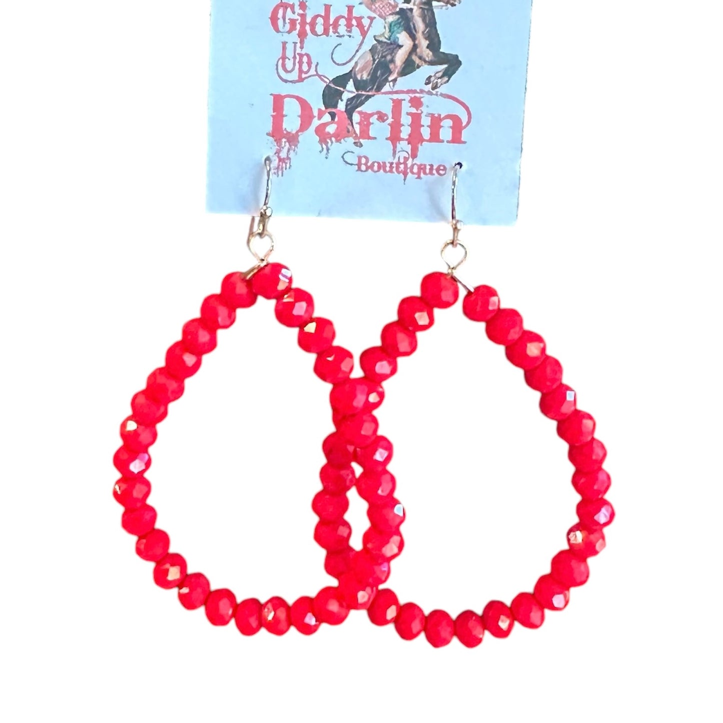 Red Bead Loop Earrings