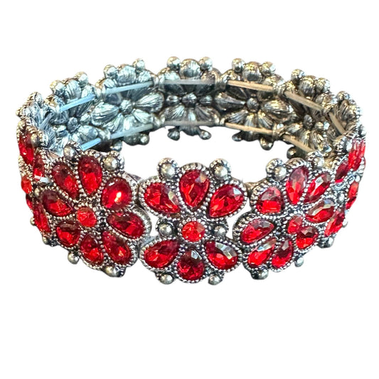 Flower Red Stone Elastic Bracelet