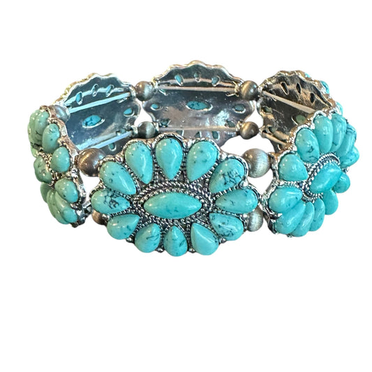 Flower Med Turquoise Elastic Bracelet