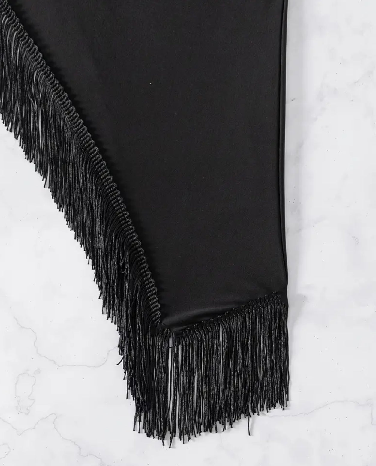 Fringe High Low Skirt Black