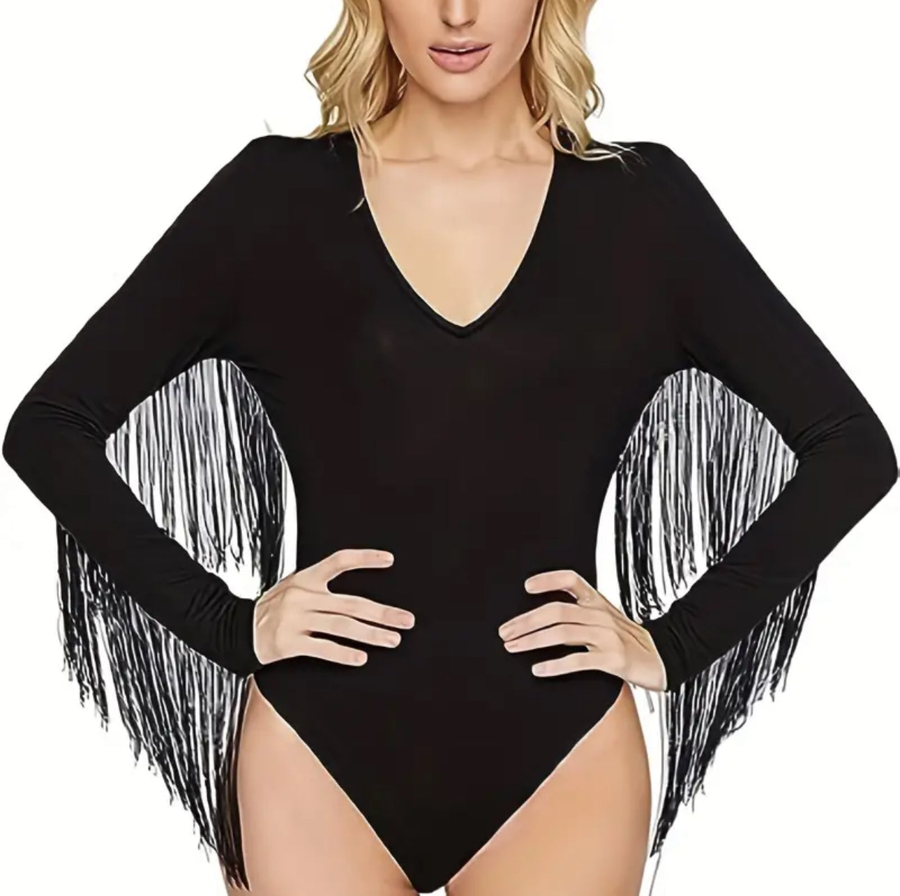 Long Sleeve Fringe Bodysuit