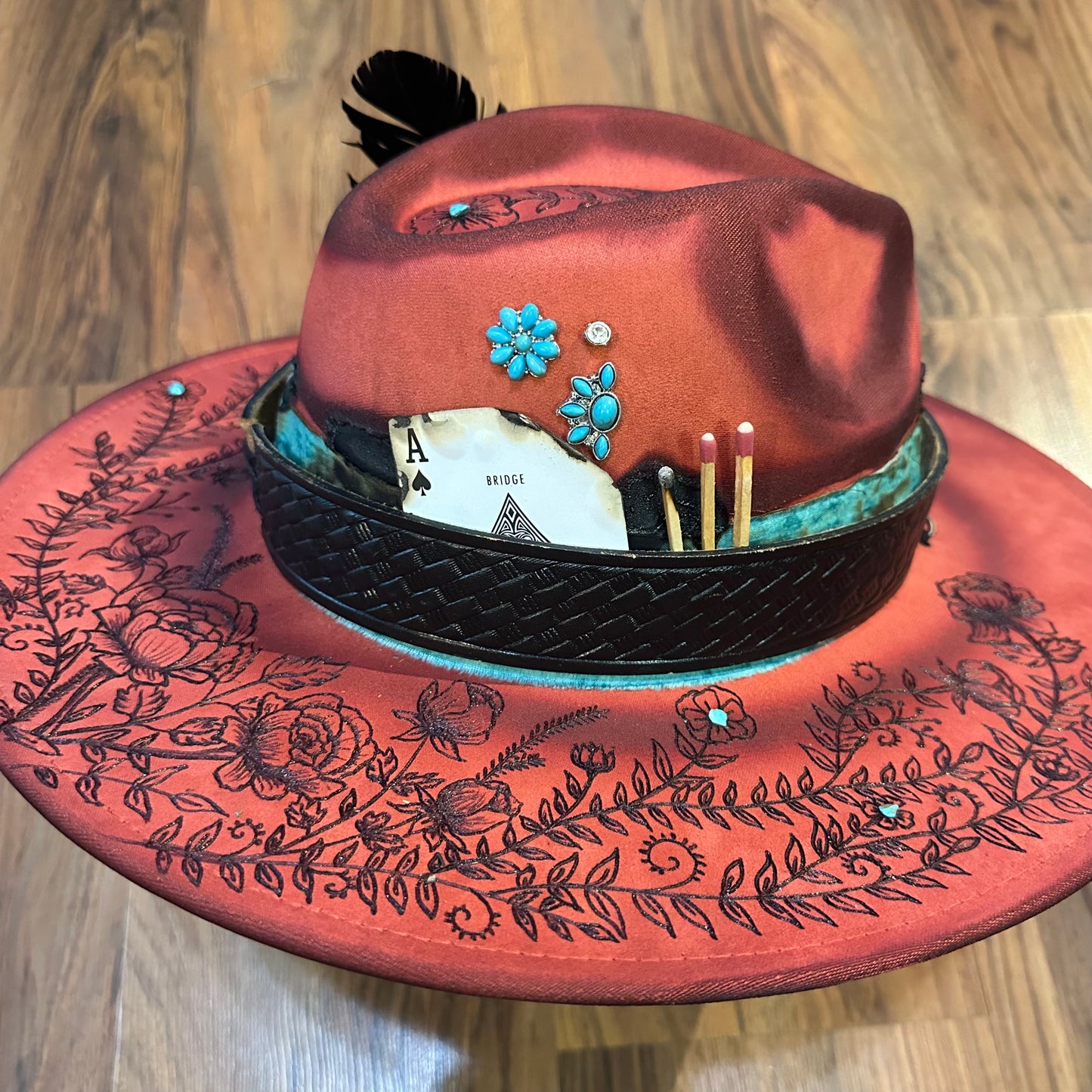 Rust and Roses Custom Hat