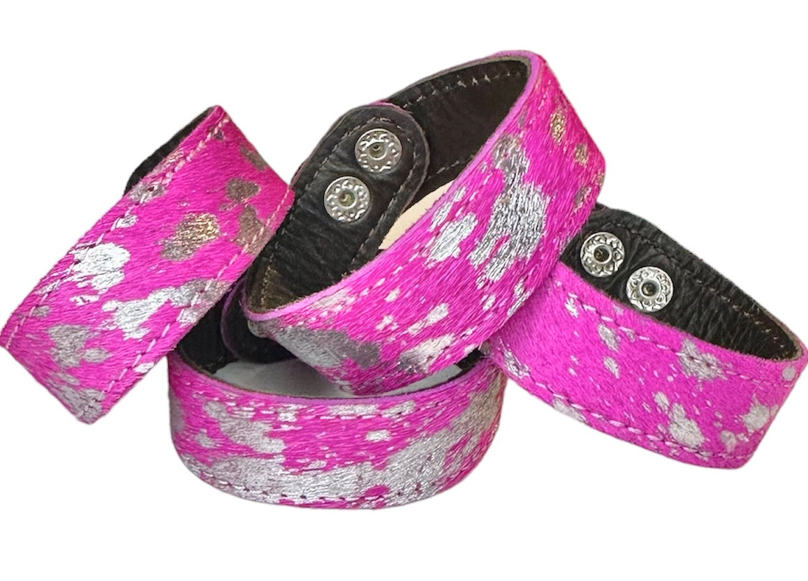 Cowhide Snap Bracelets - Several Colors Available