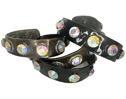 Iridescent Black or Brass Metal Cuff Bracelets