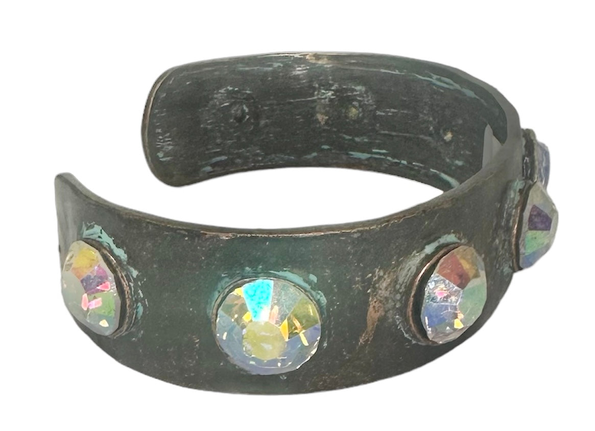 Iridescent Black or Brass Metal Cuff Bracelets