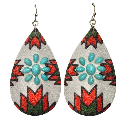 Christmas Leather and Turquoise Earrings