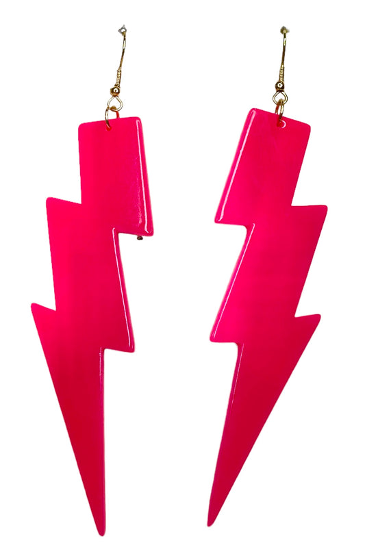 Hot Pink Lightning Bolt Earrings