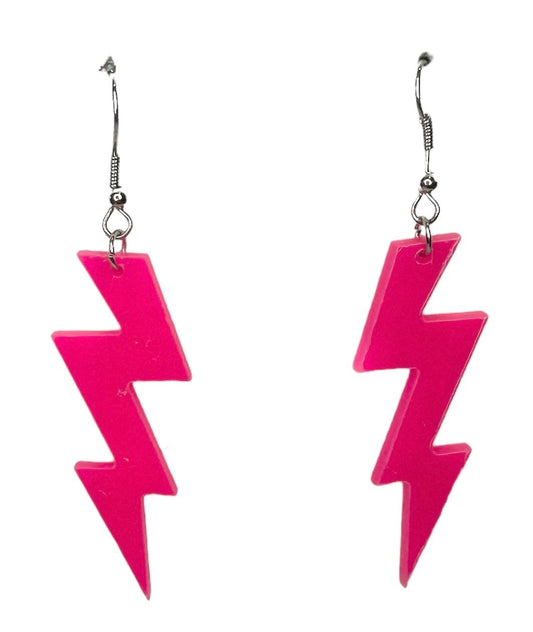 Small Hot Pink Lightning Bolt Earrings